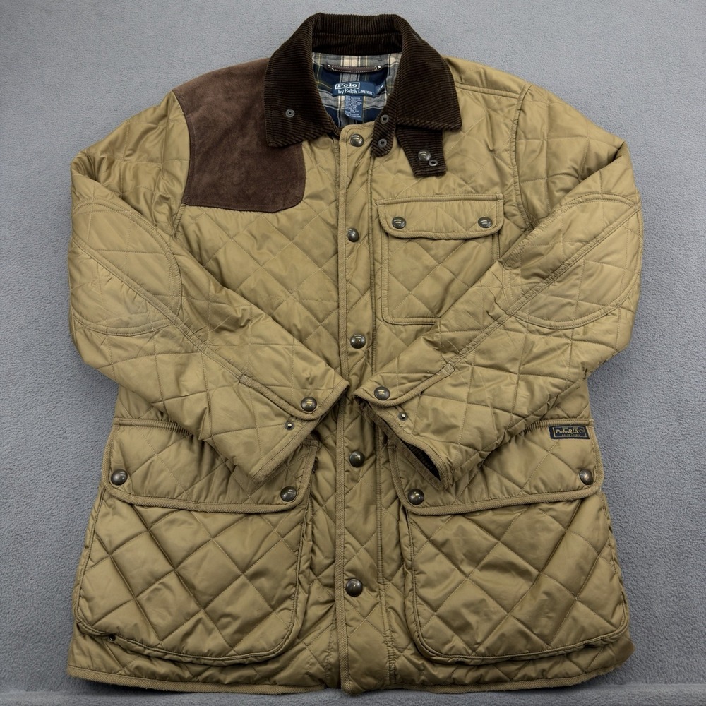 Vtg Polo Ralph Lauren Gentleman's Club Quilted Jacket Mens M Corduroy Leather